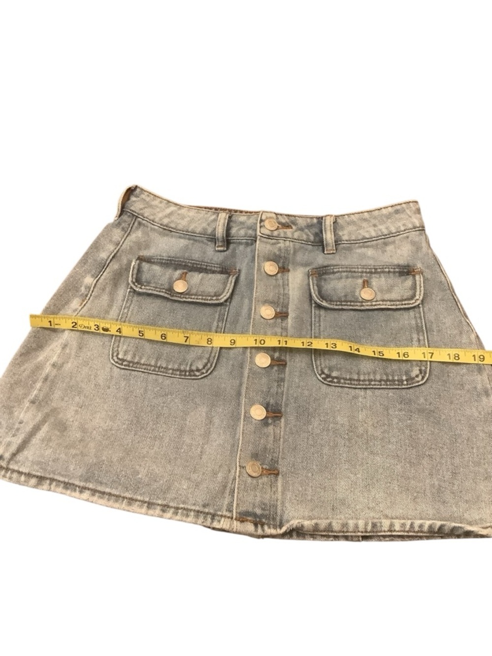 PacSun Denim Mini Skirt Waist Size 27 Button Front Utility Pockets Y2K - Picture 8 of 9